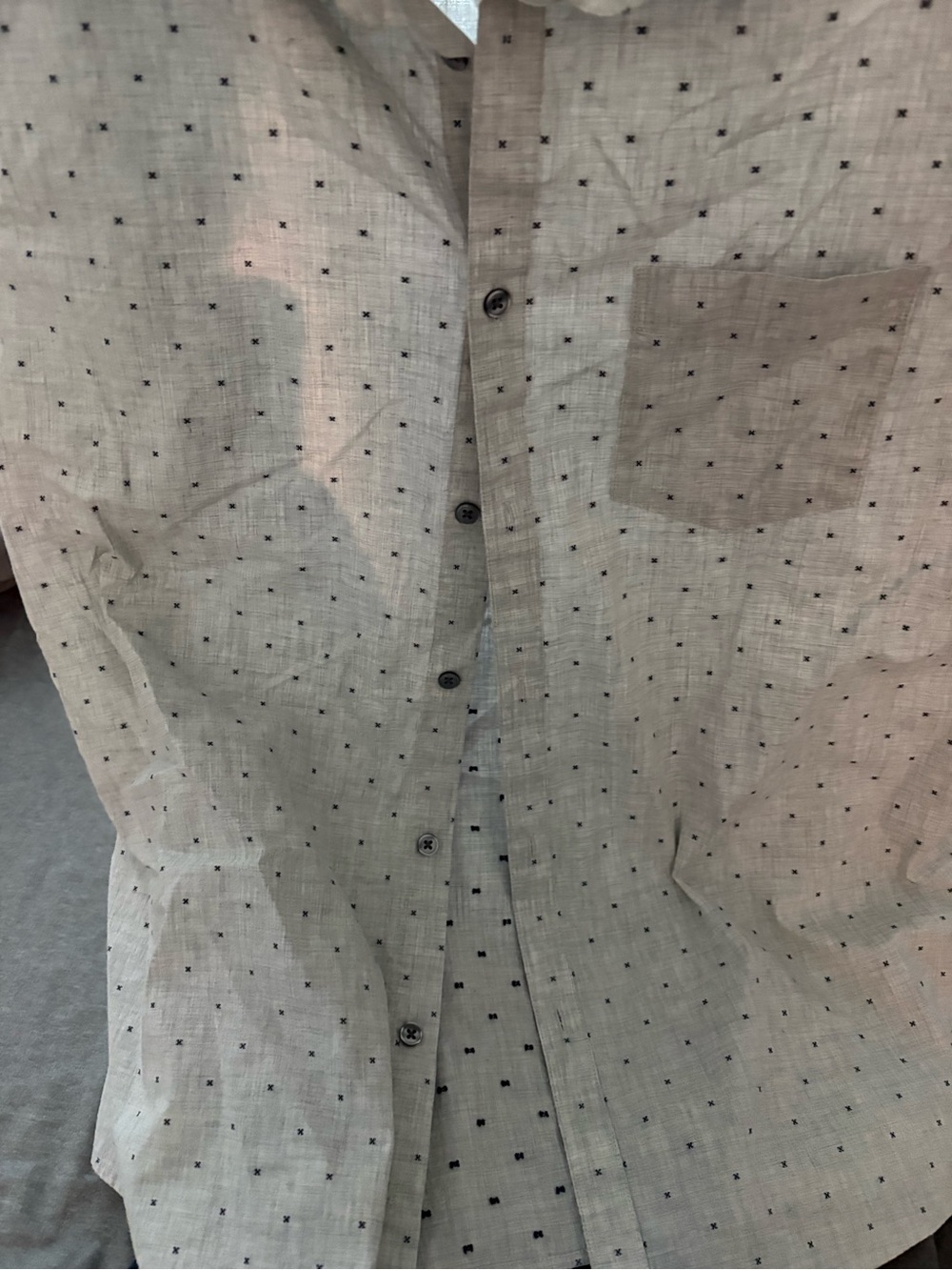 Marc Anthony Light Gray Button-Down Shirt with Micro Square Print